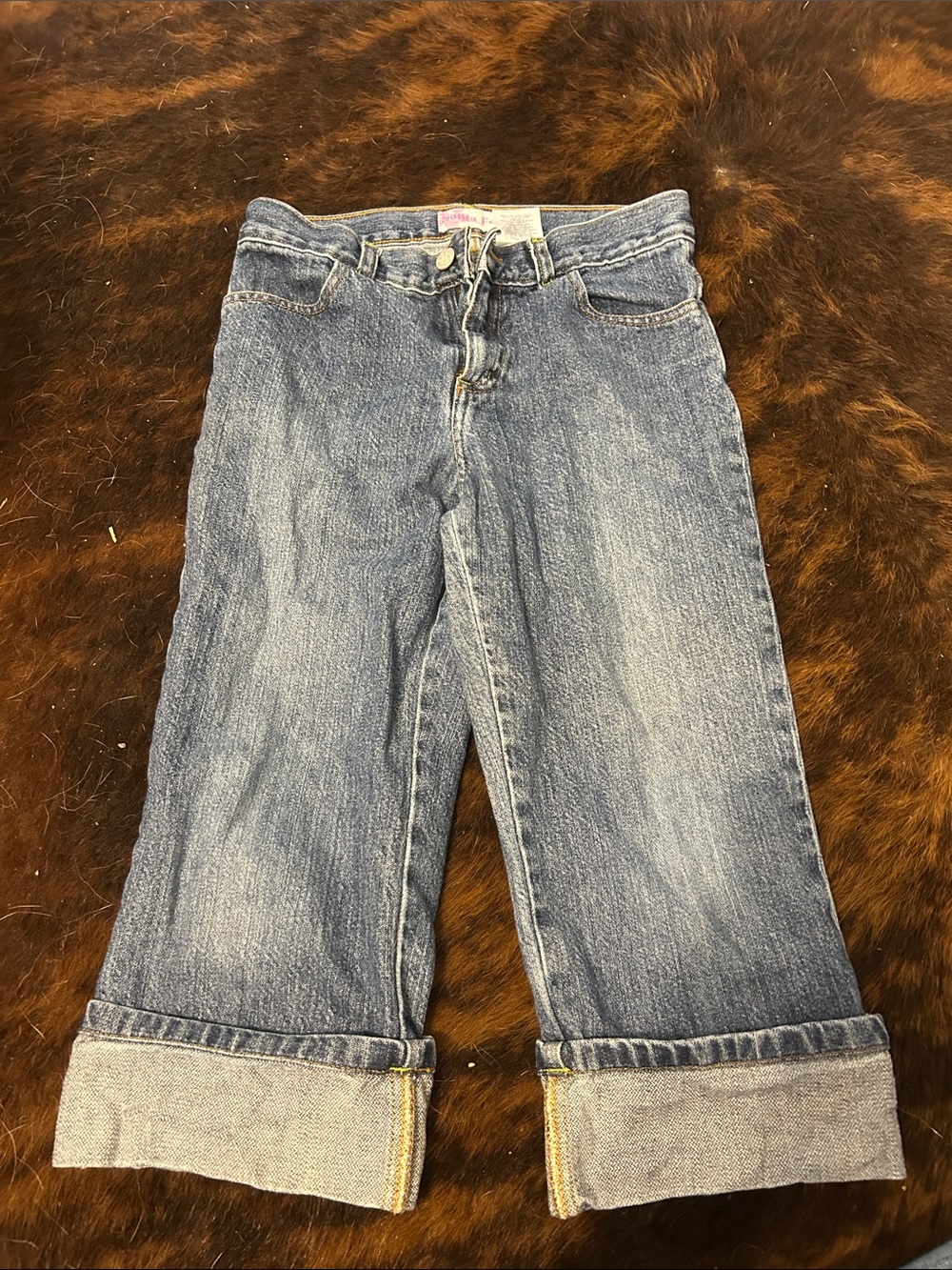 Kids Blue Rolled-Cuff Denim Capris